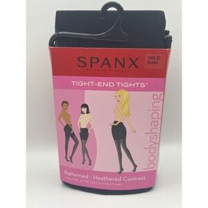 Spanx‎ Tight-End Tights Patterned Heathered Contrast Bodyshaping BLKGR Sz D NEW